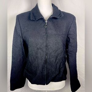 Vintage-Pendleton Wool Blazer Jacket-Sz 12P-Zip Up-Light Shoulder Pads-Collared